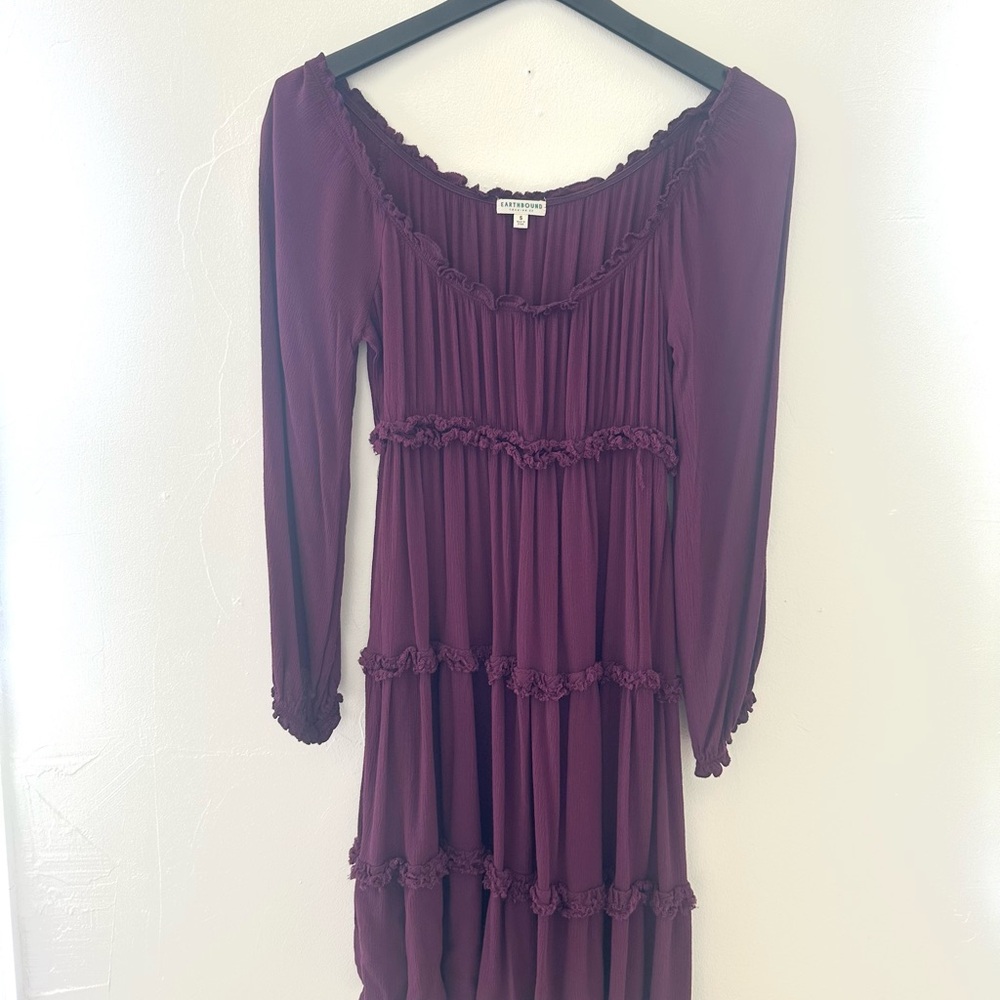 EARTHBOUND Plum Textured Dress Perfect for Fall, Size S but fits like M or L